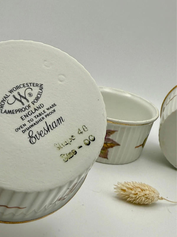Set of 4 Royal Worcester Evesham Gold Ramekins – Fluted Porcelain