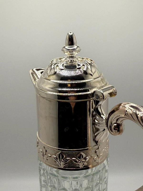 Italian Silver-Plated & Cut Glass Claret Jug – Ornate Victorian Style