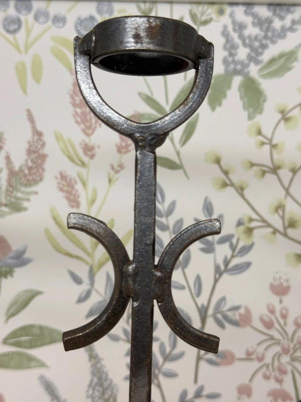 Vintage Swedish 3-Arm Iron Candelabra – 1970s Brutalist Design