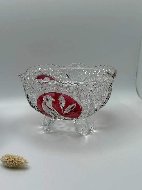 Pair of Hofbauer Byrdes Collection Footed Crystal Bowls – Ruby & Amethyst