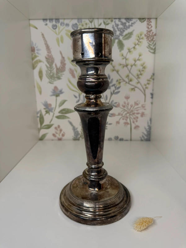 Vintage Silver-Plated Candlestick Holder - Weighted Base