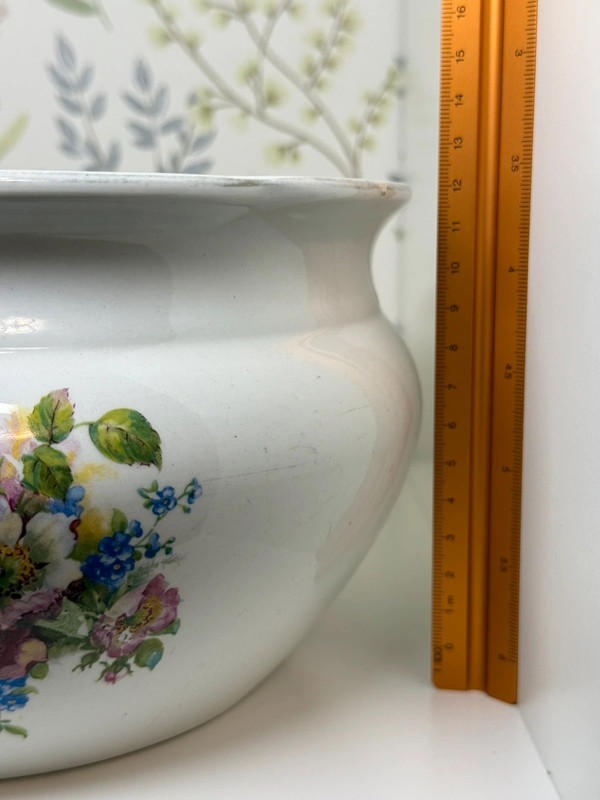 Antique Floral Porcelain Chamber Pot – Victorian Washstand Basin