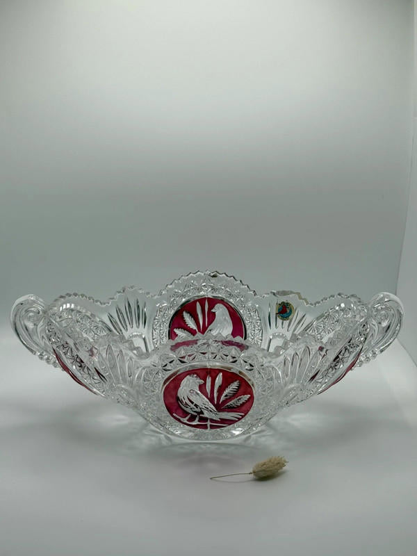 Pair of Hofbauer Byrdes Collection Footed Crystal Bowls – Ruby & Amethyst