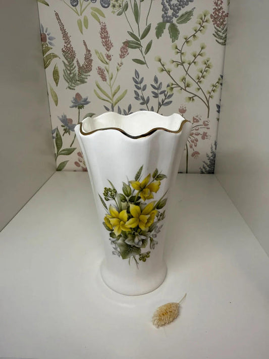 Vintage Norcroft Fine Bone China Vase - Yellow Floral, England