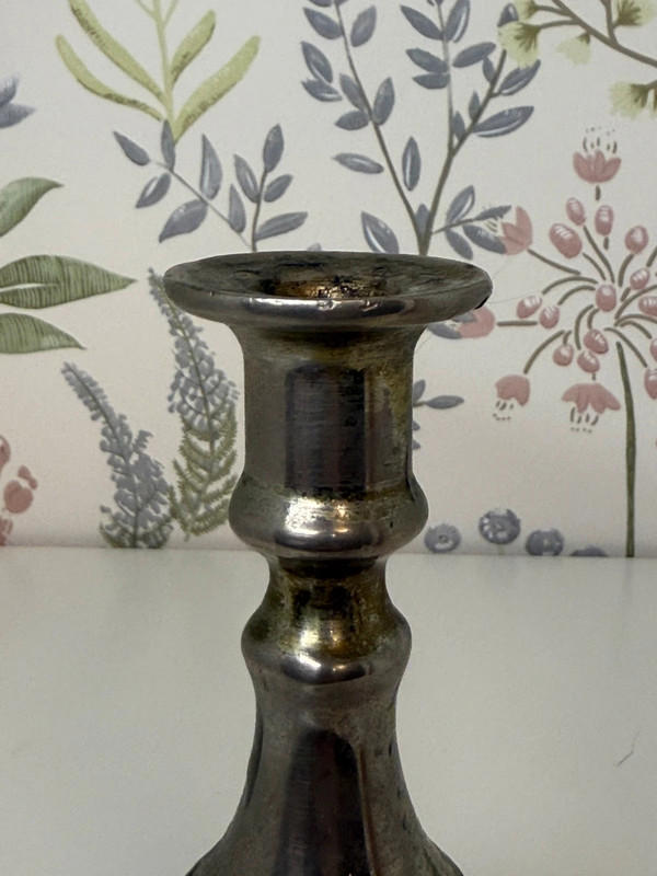 Vintage English Pewter Candlestick Holder - Made in England