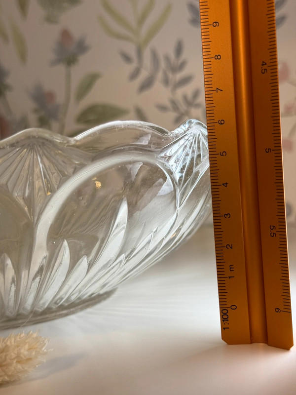 Vintage Pressed Glass Serving Bowl – Scalloped Edge