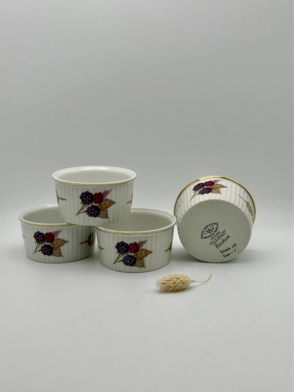 Set of 4 Royal Worcester Evesham Gold Ramekins – Fluted Porcelain