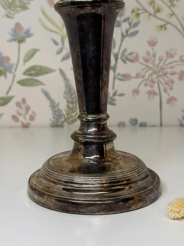 Vintage Silver-Plated Candlestick Holder - Weighted Base