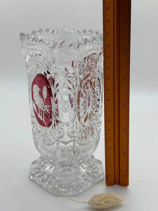 Hofbauer Byrdes Collection Ruby Cut-to-Clear Crystal Vase – Germany