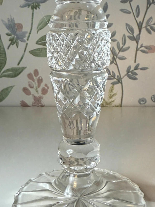 Vintage Cut Crystal Candlestick Holder – Elegant Design