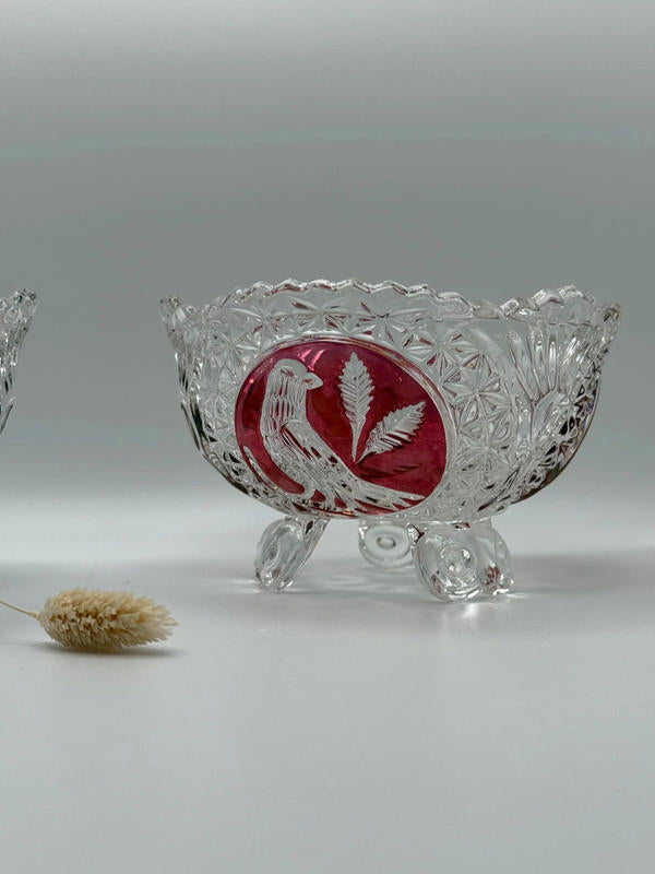 Pair of Hofbauer Byrdes Collection Footed Crystal Bowls – Ruby & Amethyst