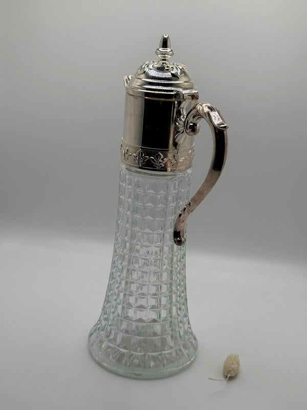 Italian Silver-Plated & Cut Glass Claret Jug – Ornate Victorian Style