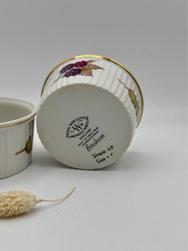 Set of 4 Royal Worcester Evesham Gold Ramekins – Fluted Porcelain