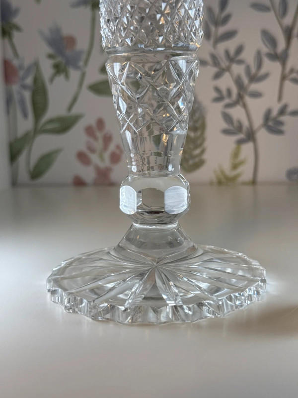 Vintage Cut Crystal Candlestick Holder – Elegant Design