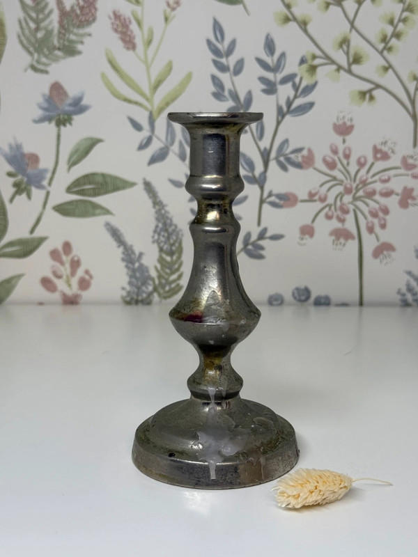 Vintage English Pewter Candlestick Holder - Made in England