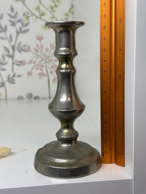 Vintage English Pewter Candlestick Holder - Made in England