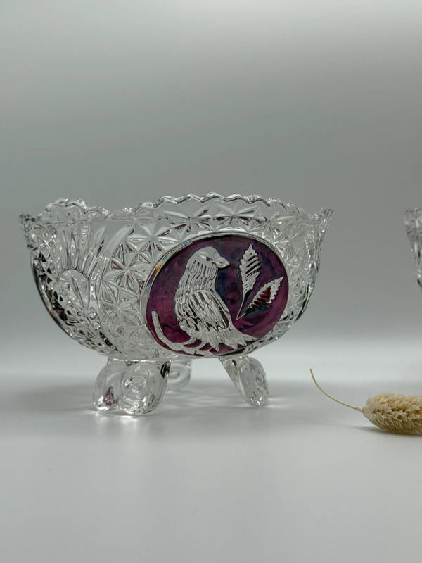 Pair of Hofbauer Byrdes Collection Footed Crystal Bowls – Ruby & Amethyst