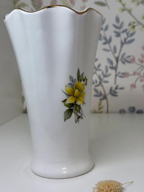 Vintage Norcroft Fine Bone China Vase - Yellow Floral, England