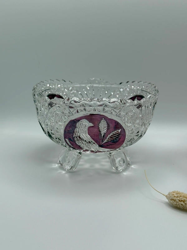 Pair of Hofbauer Byrdes Collection Footed Crystal Bowls – Ruby & Amethyst